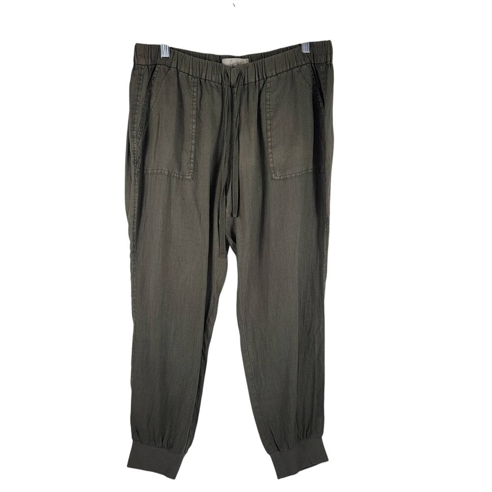 Joie Green 100% Linen Women Comfort Leisure Wear Jogger Style Pants  L